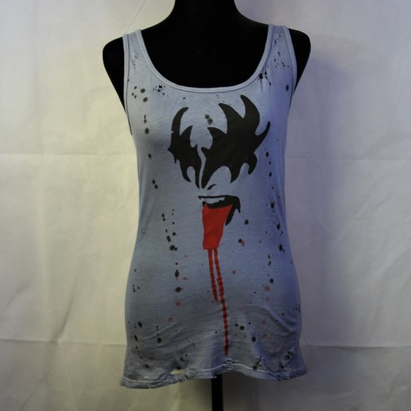 Kiss Custom Handmade Distressed Destroyed Shirt - Picture 1 of 4